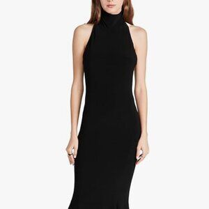 NWT Norma Kamali Turtle Black Midi Fishtail Dress